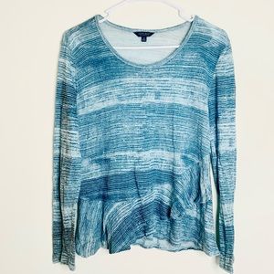 Lucky Brand Linen Ruffle Long Sleeve Top
